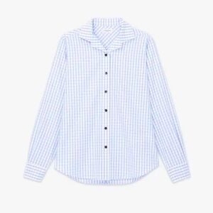 EUC Lafayette 148 New York Gingham XL Light Blue Checkered Shirt​
